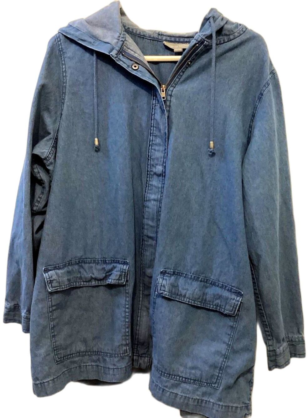 Woman Within 100% Cotton Zip Up Jacket Size Large 18/20 Plus Casual Pockets